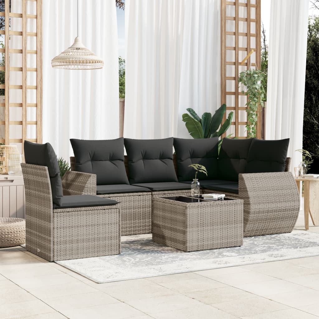 6-delige Loungeset met kussens poly rattan lichtgrijs is nu te koop bij PeponiXL, paradijselijk wonen!