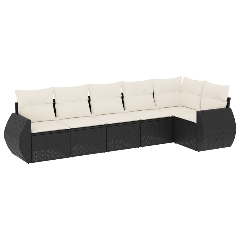 6-delige Loungeset met kussens poly rattan zwart is nu te koop bij PeponiXL, paradijselijk wonen!