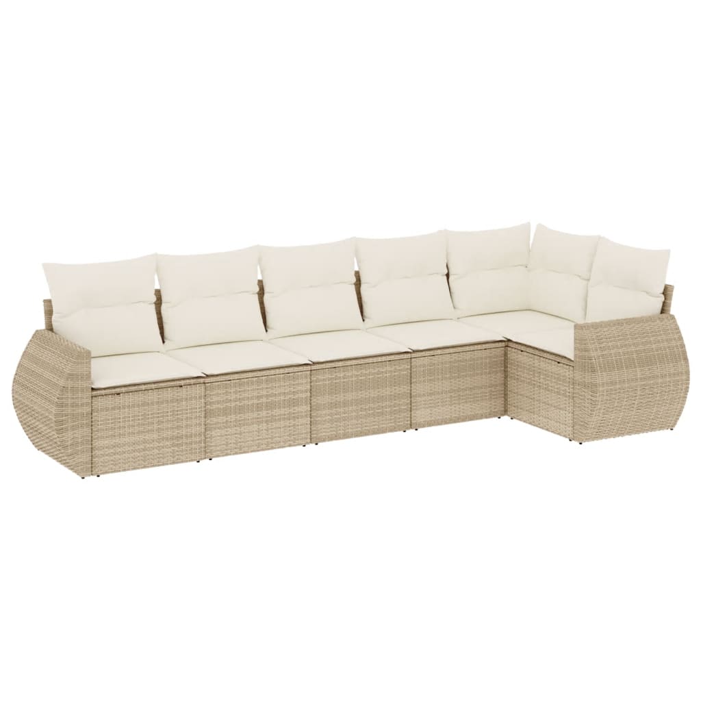 6-delige Loungeset met kussens poly rattan beige is nu te koop bij PeponiXL, paradijselijk wonen!