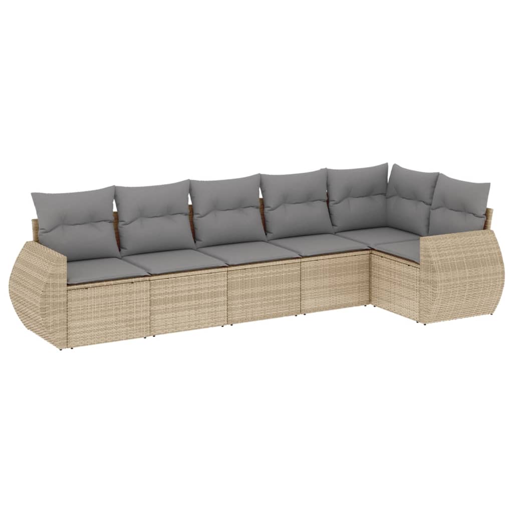 6-delige Loungeset met kussens poly rattan beige is nu te koop bij PeponiXL, paradijselijk wonen!