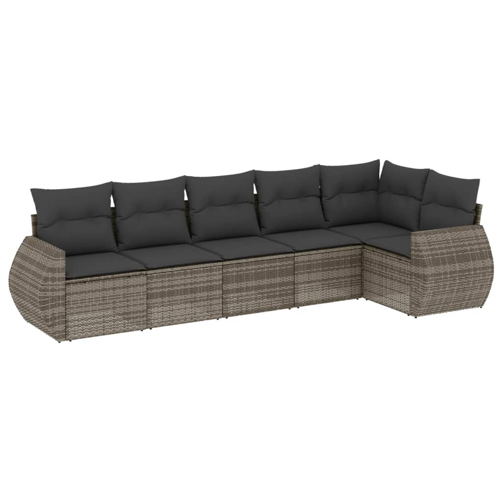 6-delige Loungeset met kussens poly rattan grijs is nu te koop bij PeponiXL, paradijselijk wonen!