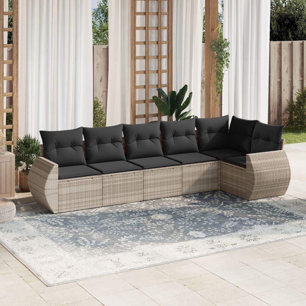 6-delige Loungeset met kussens poly rattan lichtgrijs is nu te koop bij PeponiXL, paradijselijk wonen!
