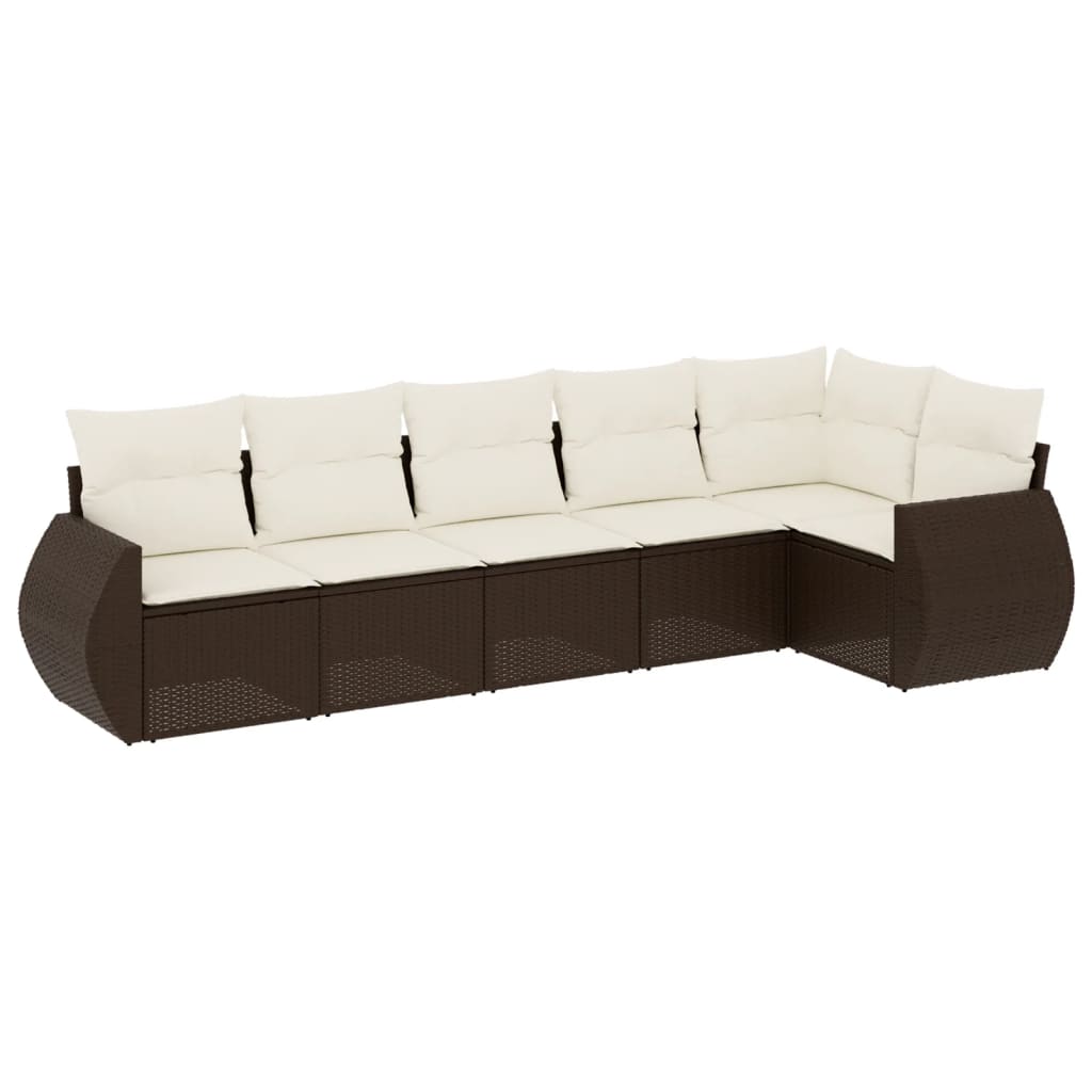 6-delige Loungeset met kussens poly rattan bruin is nu te koop bij PeponiXL, paradijselijk wonen!
