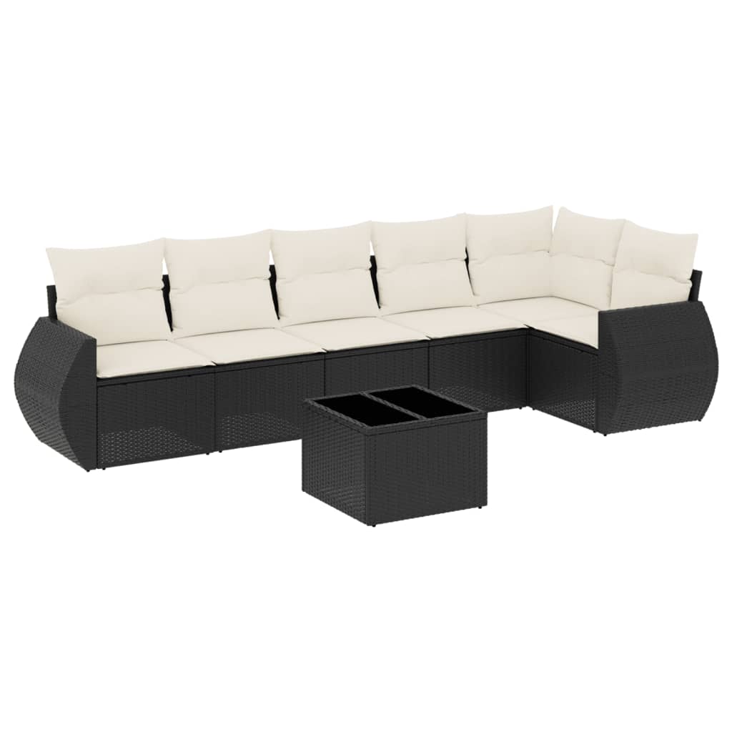 7-delige Loungeset met kussens poly rattan zwart is nu te koop bij PeponiXL, paradijselijk wonen!