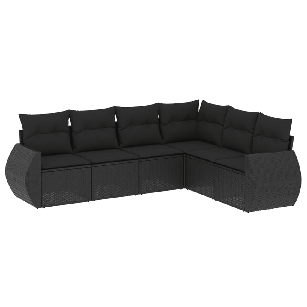 6-delige Loungeset met kussens poly rattan zwart is nu te koop bij PeponiXL, paradijselijk wonen!