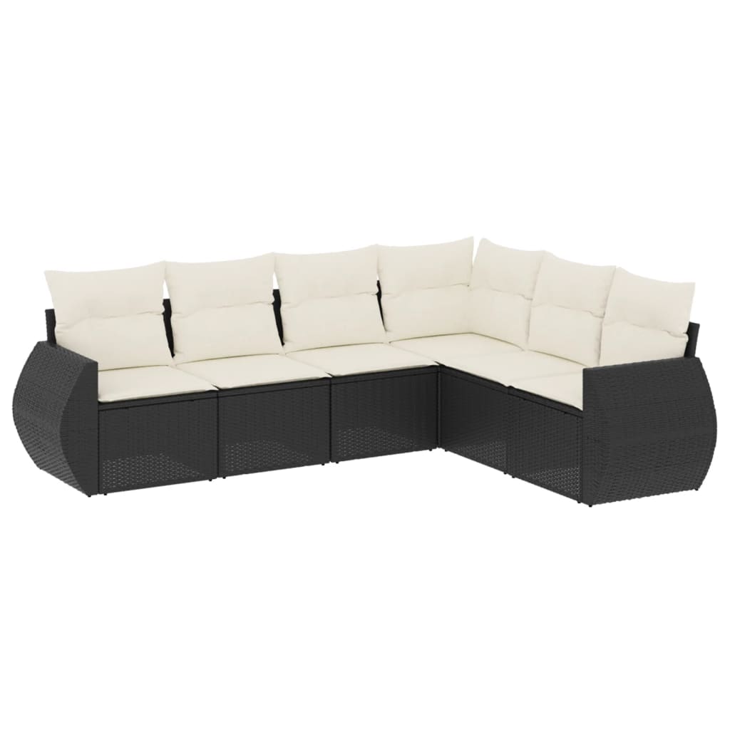 6-delige Loungeset met kussens poly rattan zwart is nu te koop bij PeponiXL, paradijselijk wonen!
