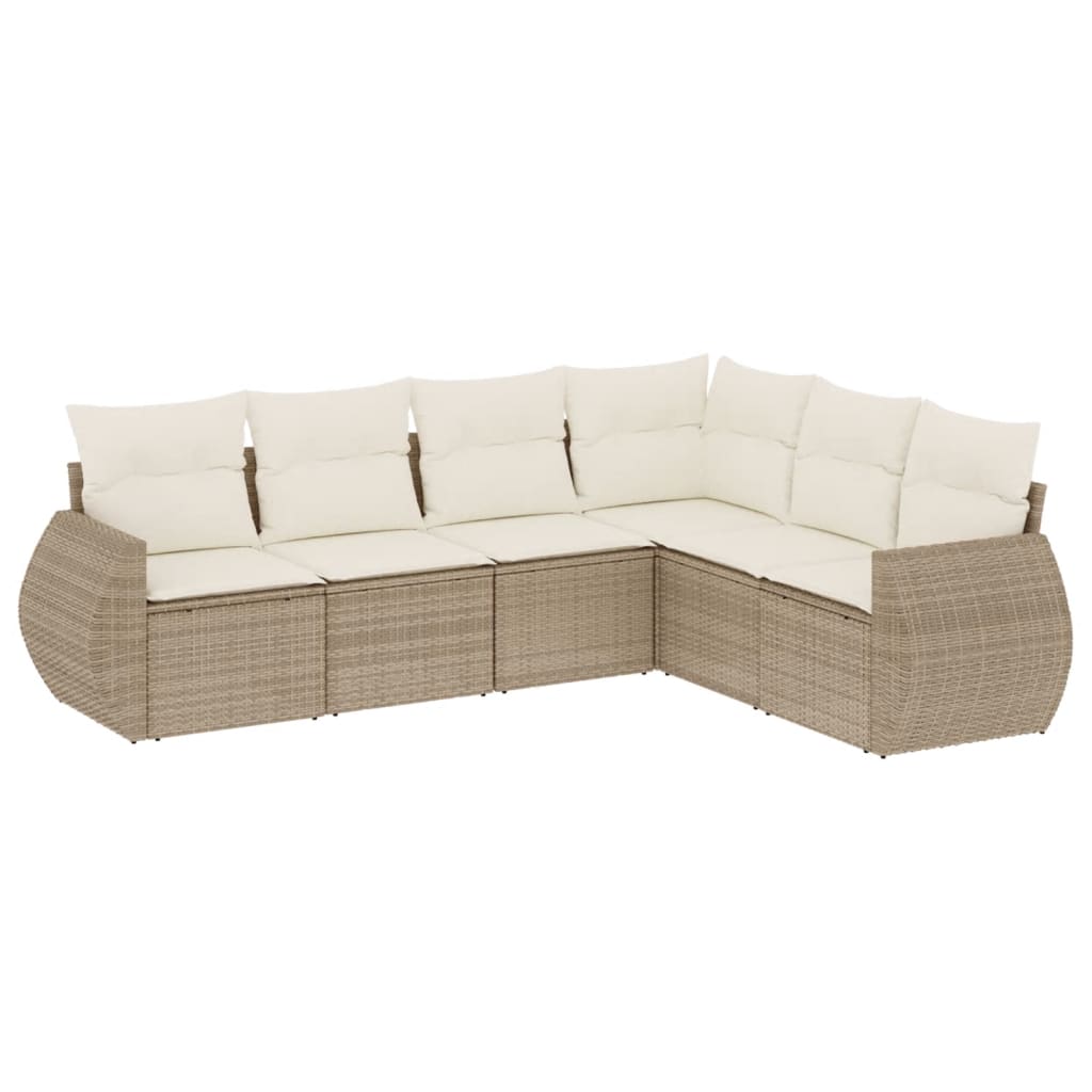 6-delige Loungeset met kussens poly rattan beige is nu te koop bij PeponiXL, paradijselijk wonen!