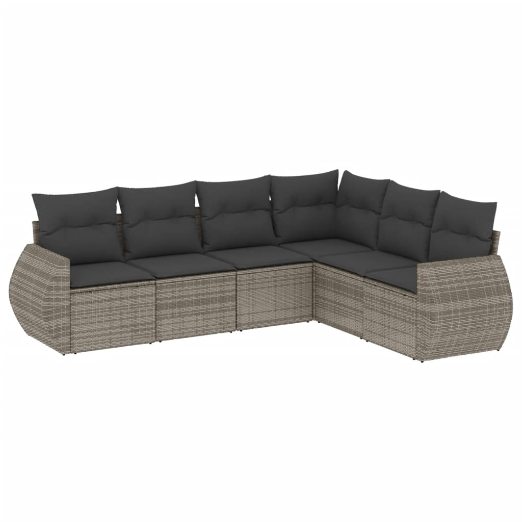 6-delige Loungeset met kussens poly rattan grijs is nu te koop bij PeponiXL, paradijselijk wonen!