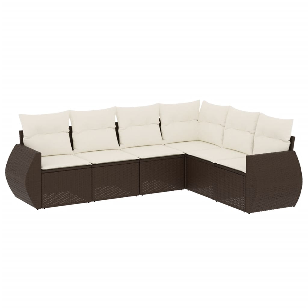 6-delige Loungeset met kussens poly rattan bruin is nu te koop bij PeponiXL, paradijselijk wonen!