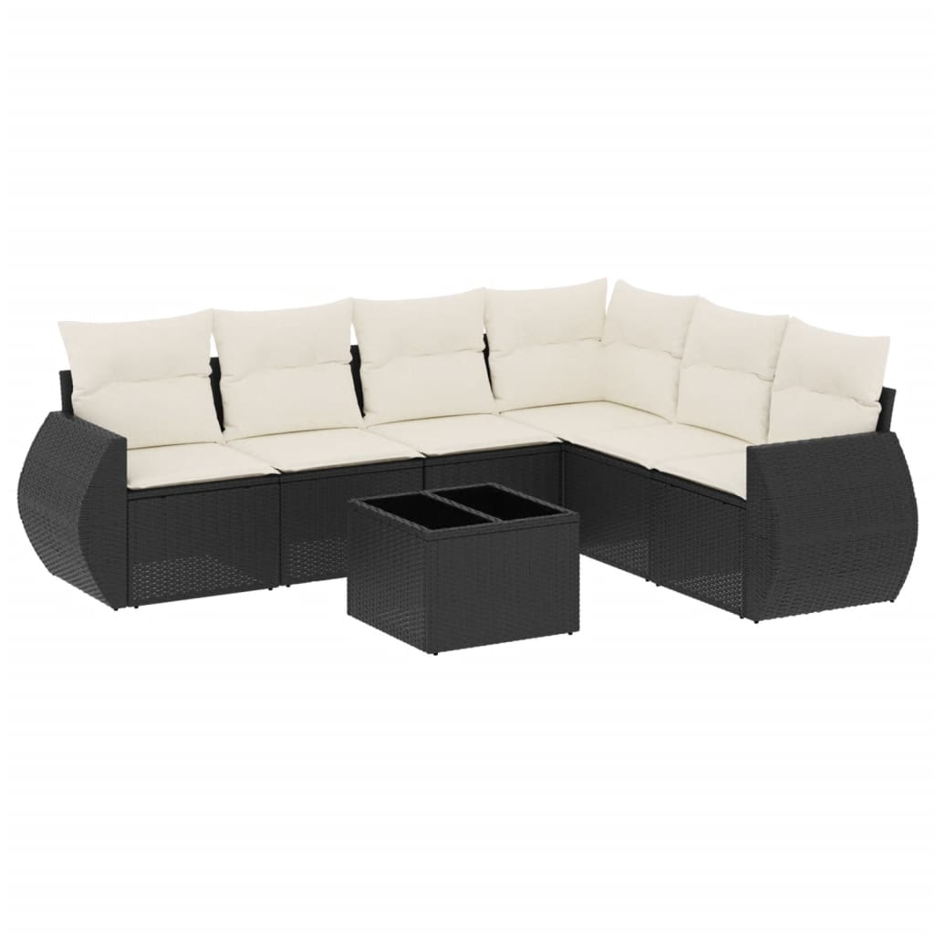7-delige Loungeset met kussens poly rattan zwart is nu te koop bij PeponiXL, paradijselijk wonen!