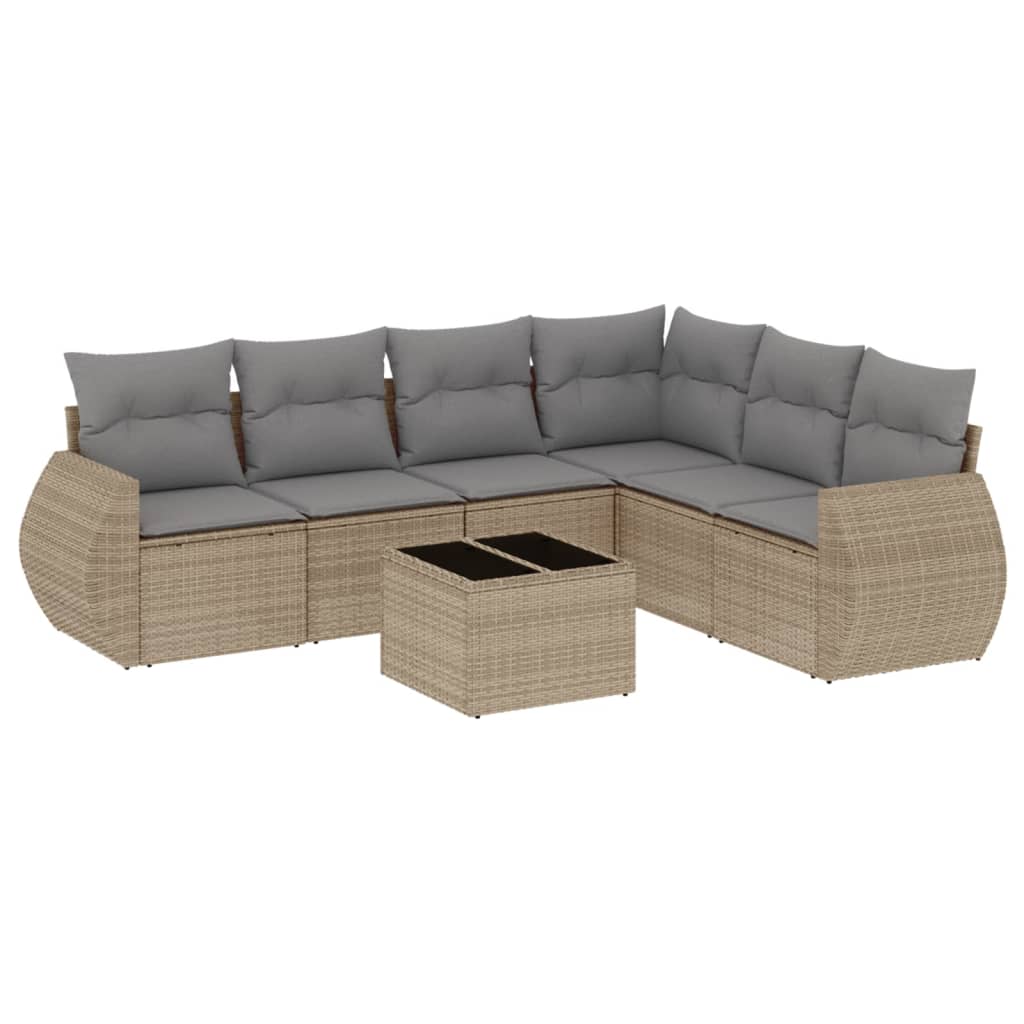 7-delige Loungeset met kussens poly rattan beige is nu te koop bij PeponiXL, paradijselijk wonen!
