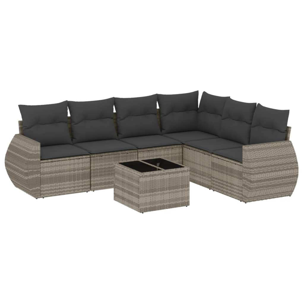 7-delige Loungeset met kussens poly rattan lichtgrijs is nu te koop bij PeponiXL, paradijselijk wonen!