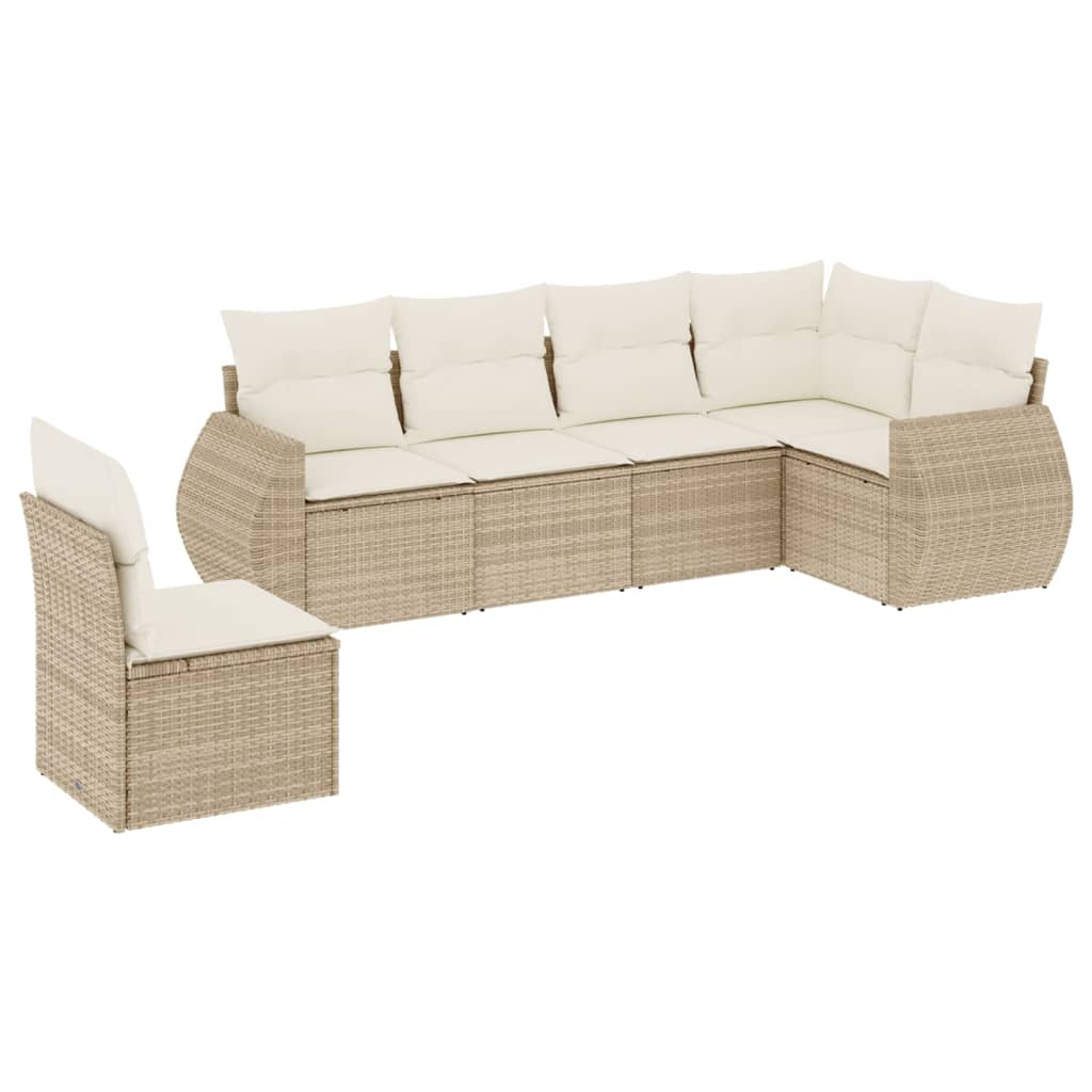 6-delige Loungeset met kussens poly rattan beige is nu te koop bij PeponiXL, paradijselijk wonen!
