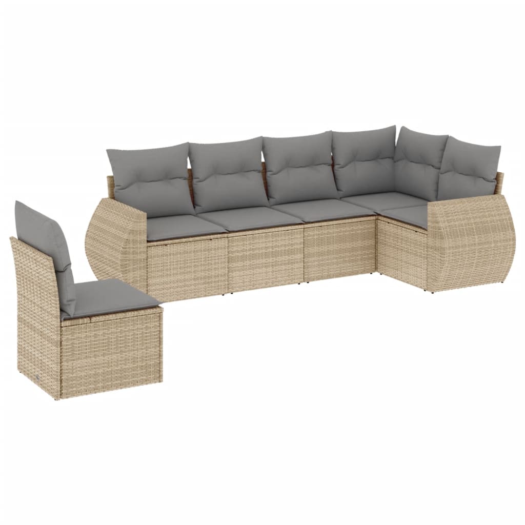 6-delige Loungeset met kussens poly rattan beige is nu te koop bij PeponiXL, paradijselijk wonen!