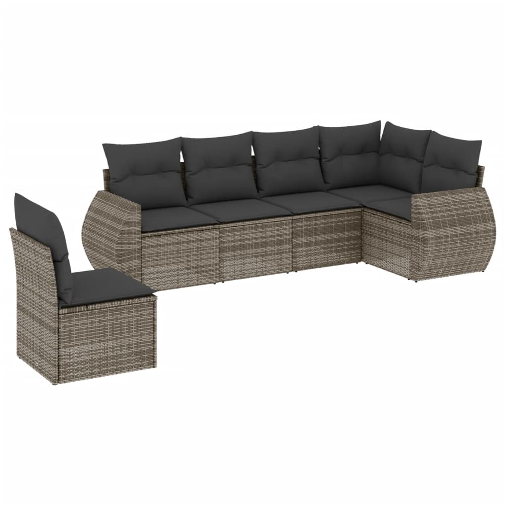 6-delige Loungeset met kussens poly rattan grijs is nu te koop bij PeponiXL, paradijselijk wonen!