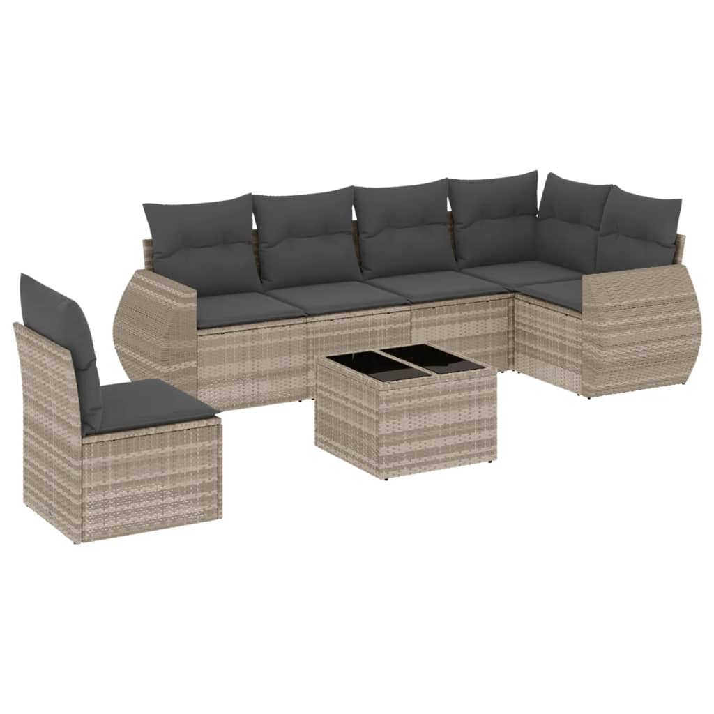 7-delige Loungeset met kussens poly rattan lichtgrijs is nu te koop bij PeponiXL, paradijselijk wonen!