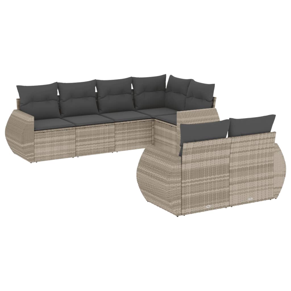 7-delige Loungeset met kussens poly rattan lichtgrijs is nu te koop bij PeponiXL, paradijselijk wonen!