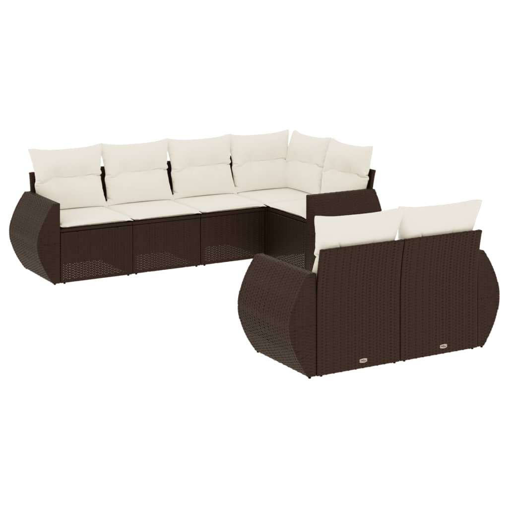 7-delige Loungeset met kussens poly rattan bruin is nu te koop bij PeponiXL, paradijselijk wonen!