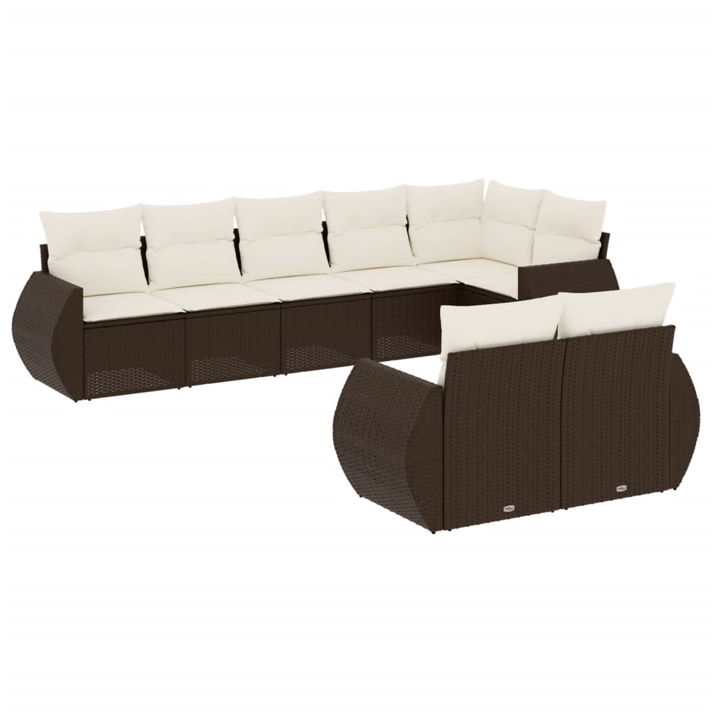 8-delige Loungeset met kussens poly rattan bruin is nu te koop bij PeponiXL, paradijselijk wonen!