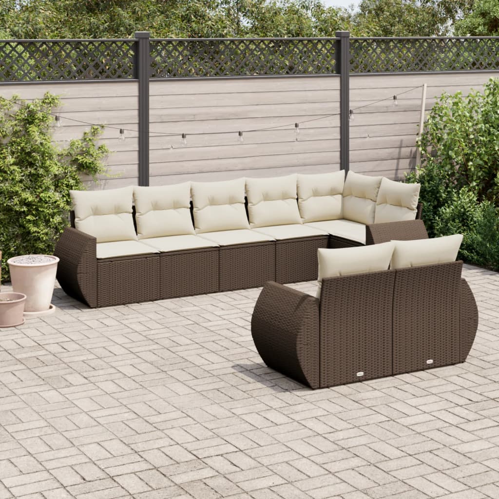 8-delige Loungeset met kussens poly rattan bruin is nu te koop bij PeponiXL, paradijselijk wonen!