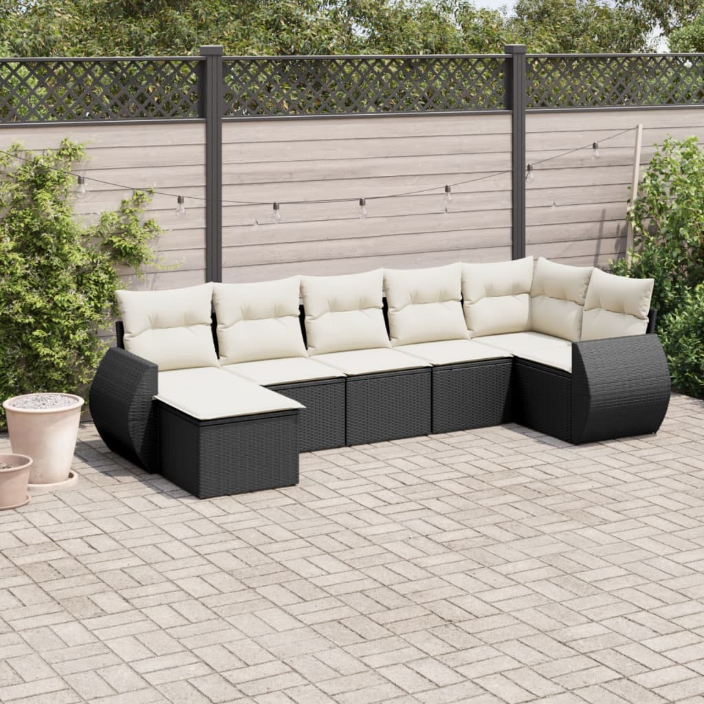 8-delige Loungeset met kussens poly rattan zwart is nu te koop bij PeponiXL, paradijselijk wonen!