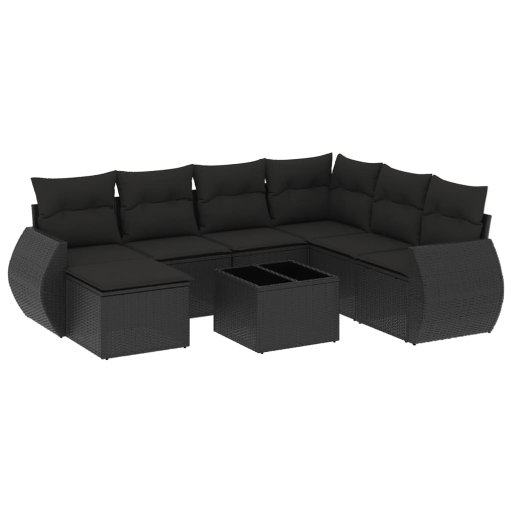 8-delige Loungeset met kussens poly rattan zwart is nu te koop bij PeponiXL, paradijselijk wonen!