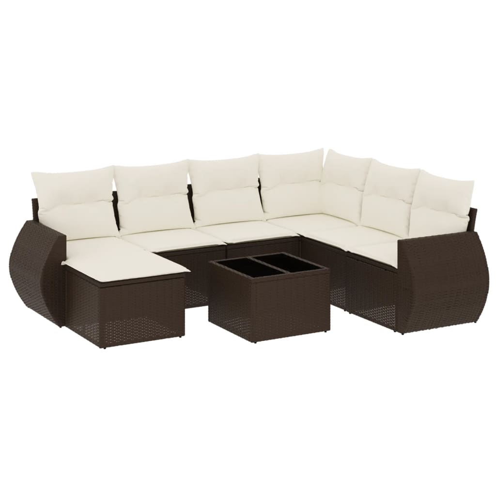 8-delige Loungeset met kussens poly rattan bruin is nu te koop bij PeponiXL, paradijselijk wonen!