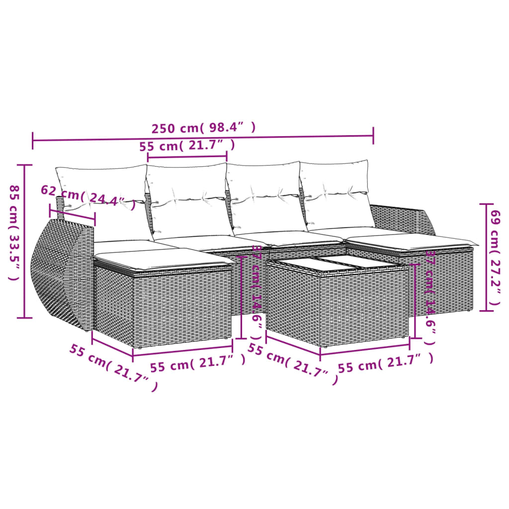 7-delige Loungeset met kussens poly rattan beige is nu te koop bij PeponiXL, paradijselijk wonen!