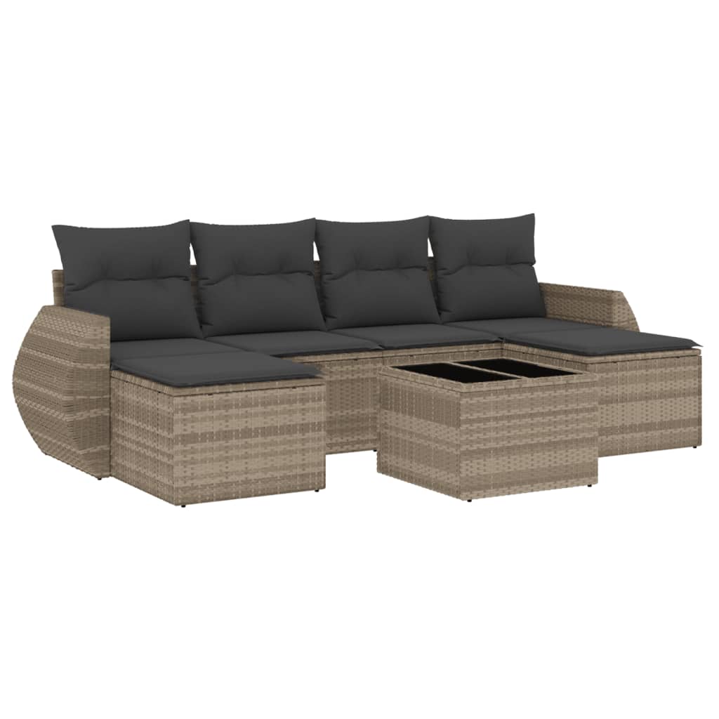 7-delige Loungeset met kussens poly rattan lichtgrijs is nu te koop bij PeponiXL, paradijselijk wonen!