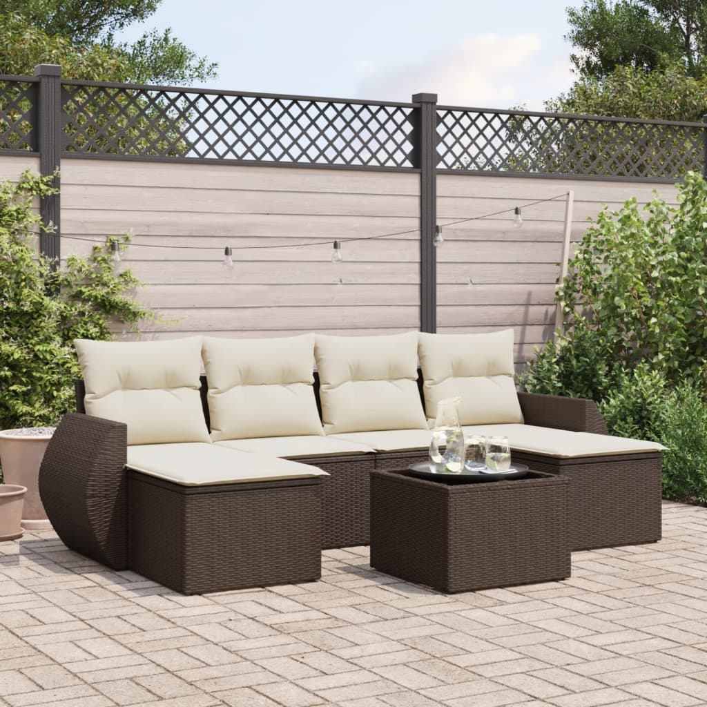7-delige Loungeset met kussens poly rattan bruin is nu te koop bij PeponiXL, paradijselijk wonen!