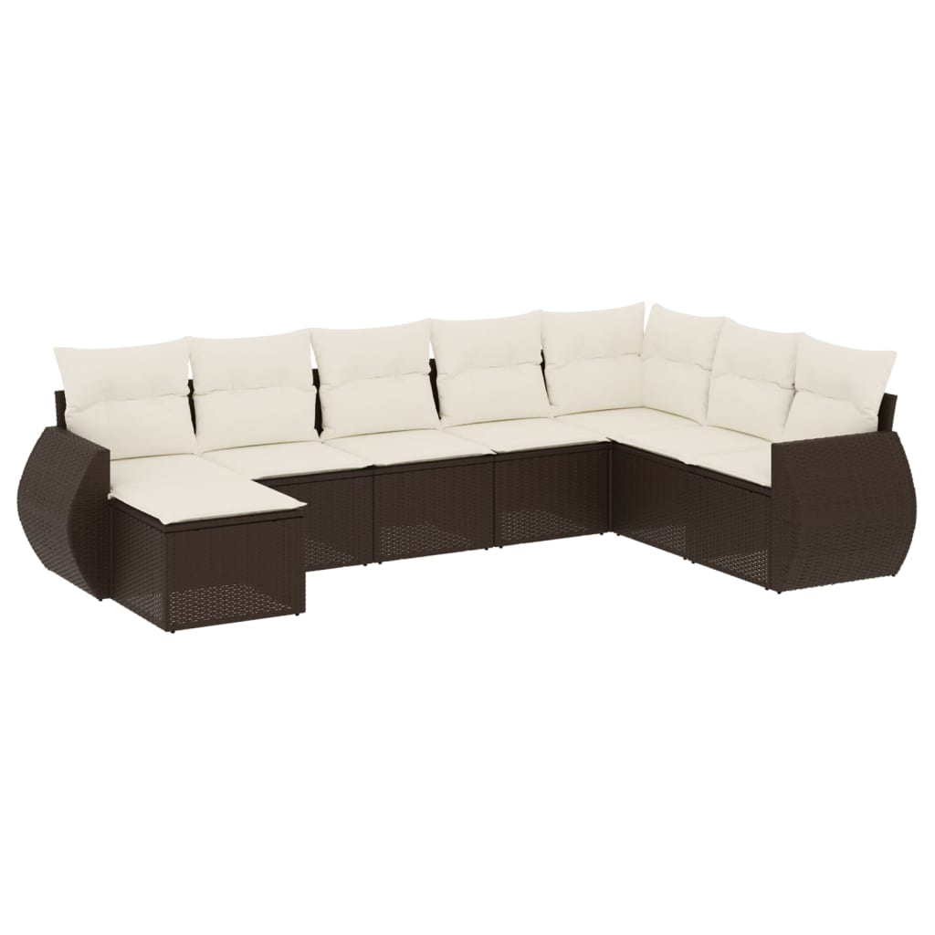 8-delige Loungeset met kussens poly rattan bruin is nu te koop bij PeponiXL, paradijselijk wonen!