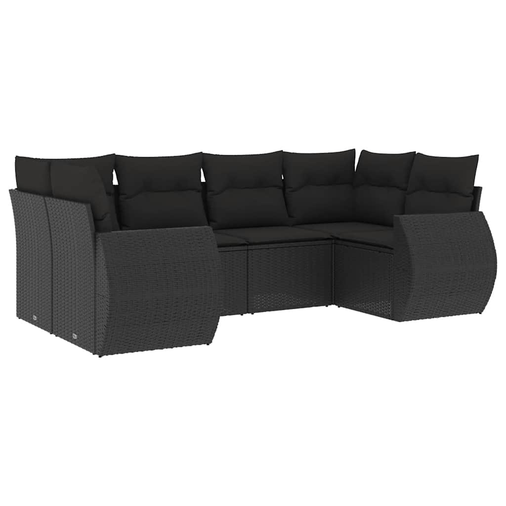 6-delige Loungeset met kussens poly rattan zwart is nu te koop bij PeponiXL, paradijselijk wonen!