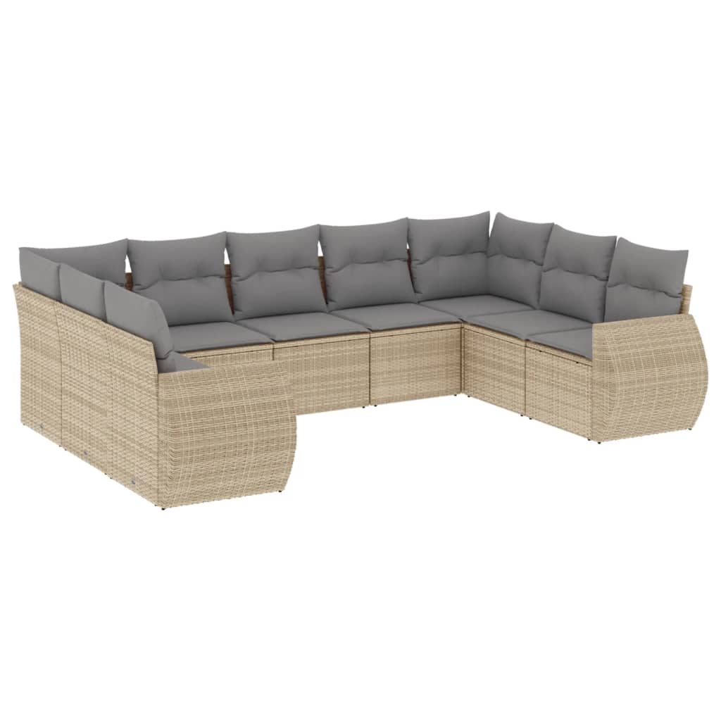 9-delige Loungeset met kussens poly rattan beige is nu te koop bij PeponiXL, paradijselijk wonen!