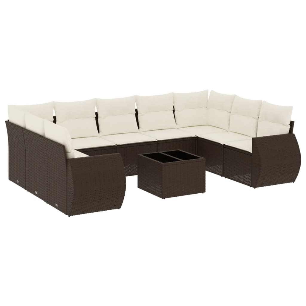 10-delige Loungeset met kussens poly rattan bruin is nu te koop bij PeponiXL, paradijselijk wonen!