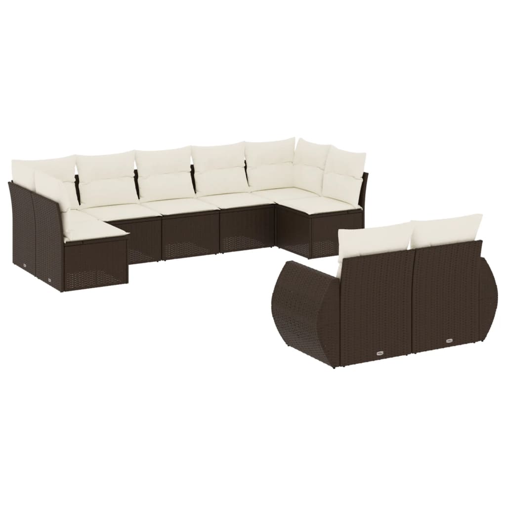 9-delige Loungeset met kussens poly rattan bruin is nu te koop bij PeponiXL, paradijselijk wonen!