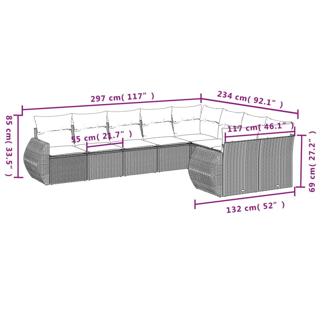 9-delige Loungeset met kussens poly rattan grijs is nu te koop bij PeponiXL, paradijselijk wonen!