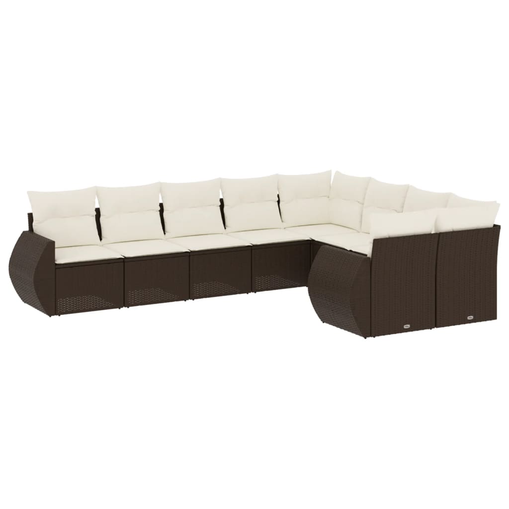 9-delige Loungeset met kussens poly rattan bruin is nu te koop bij PeponiXL, paradijselijk wonen!