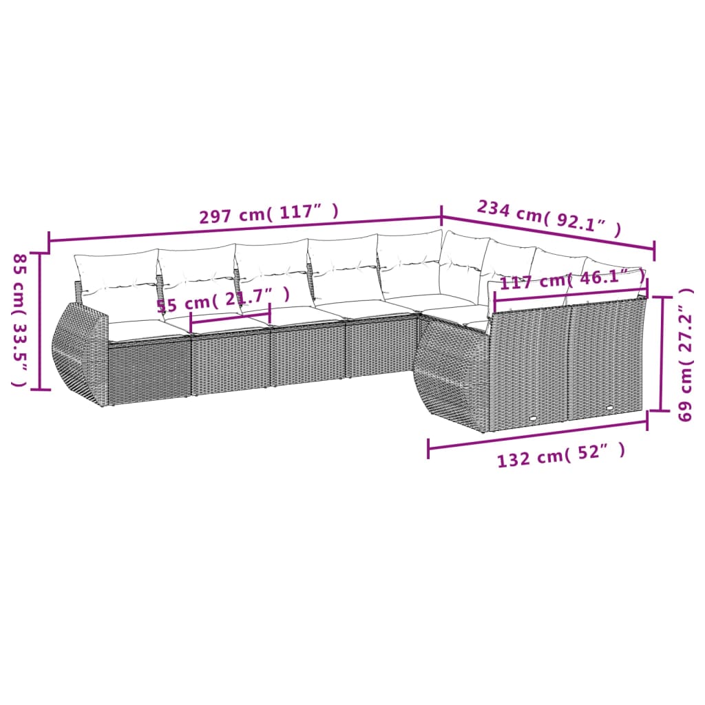 9-delige Loungeset met kussens poly rattan bruin is nu te koop bij PeponiXL, paradijselijk wonen!