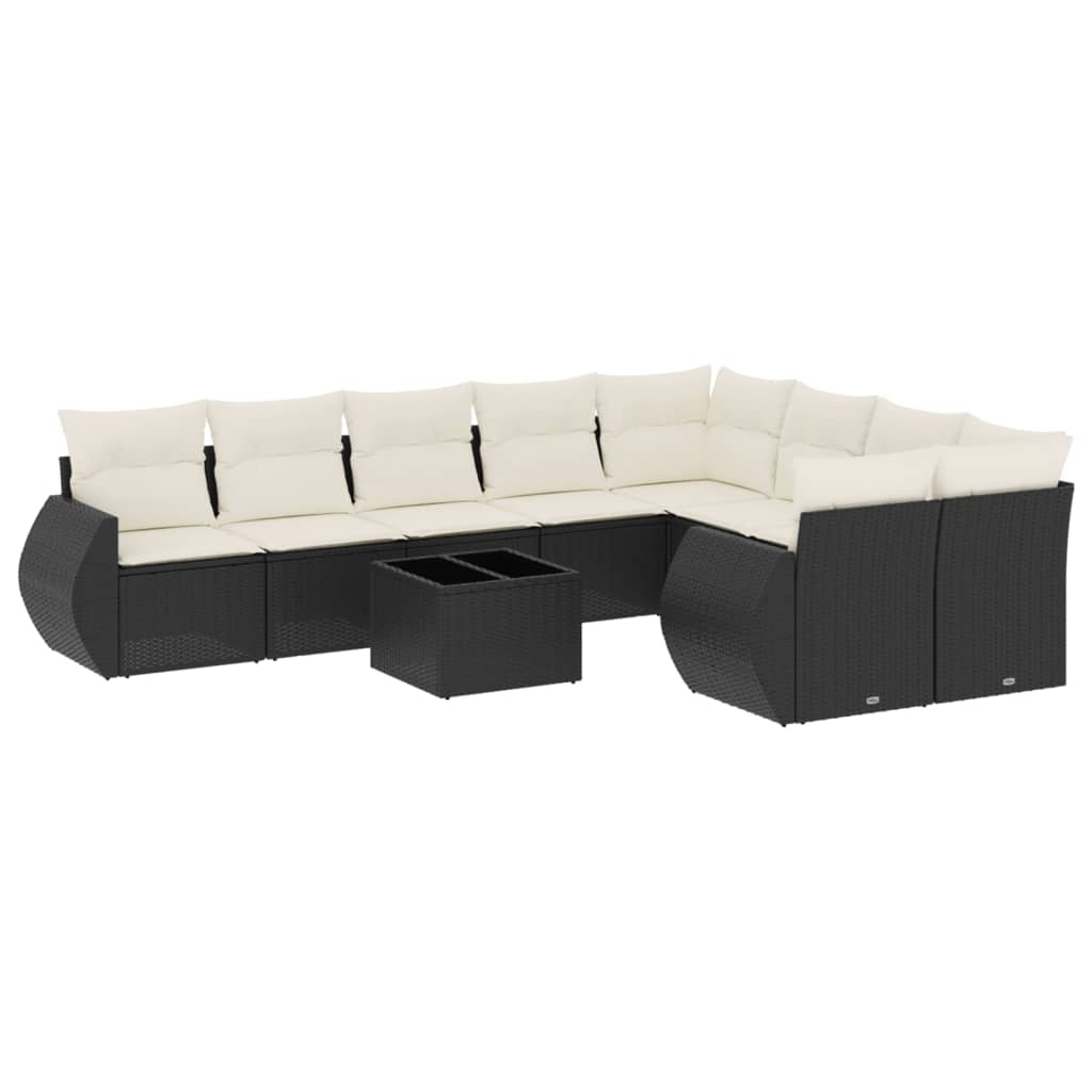 10-delige Loungeset met kussens poly rattan zwart is nu te koop bij PeponiXL, paradijselijk wonen!