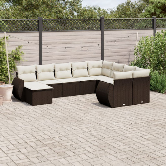 10-delige Loungeset met kussens poly rattan bruin is nu te koop bij PeponiXL, paradijselijk wonen!