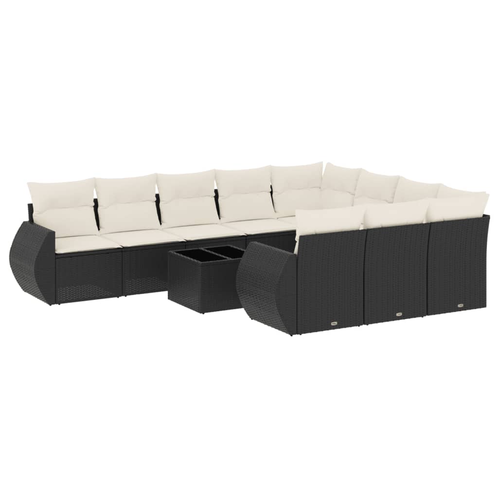 11-delige Loungeset met kussens poly rattan zwart is nu te koop bij PeponiXL, paradijselijk wonen!