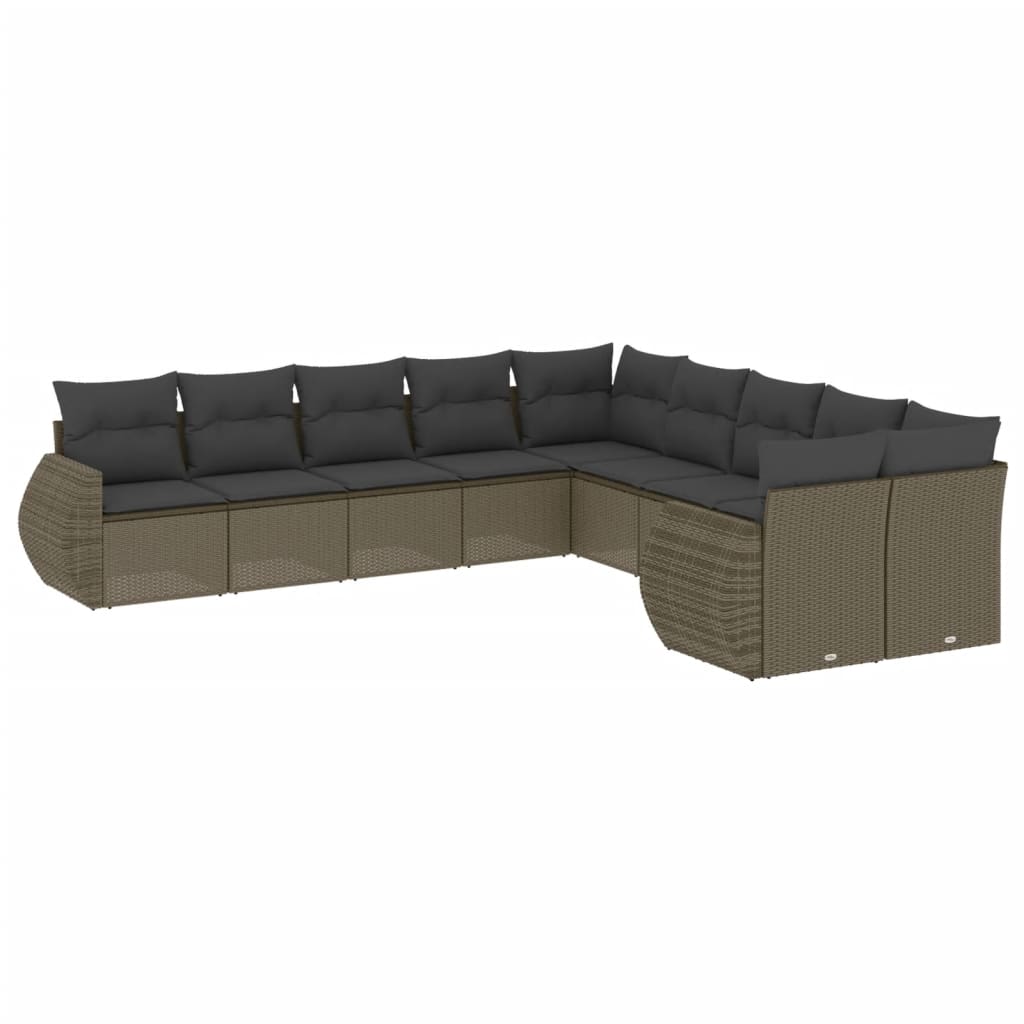 10-delige Loungeset met kussens poly rattan lichtgrijs is nu te koop bij PeponiXL, paradijselijk wonen!