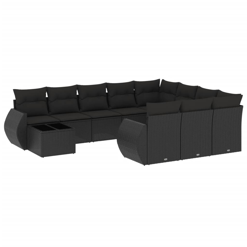 11-delige Loungeset met kussens poly rattan zwart is nu te koop bij PeponiXL, paradijselijk wonen!