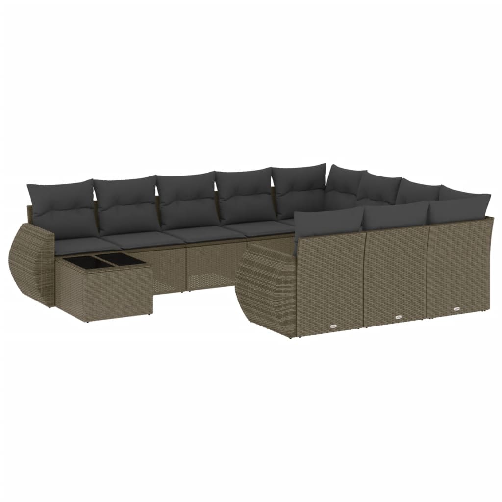 11-delige Loungeset met kussens poly rattan lichtgrijs is nu te koop bij PeponiXL, paradijselijk wonen!