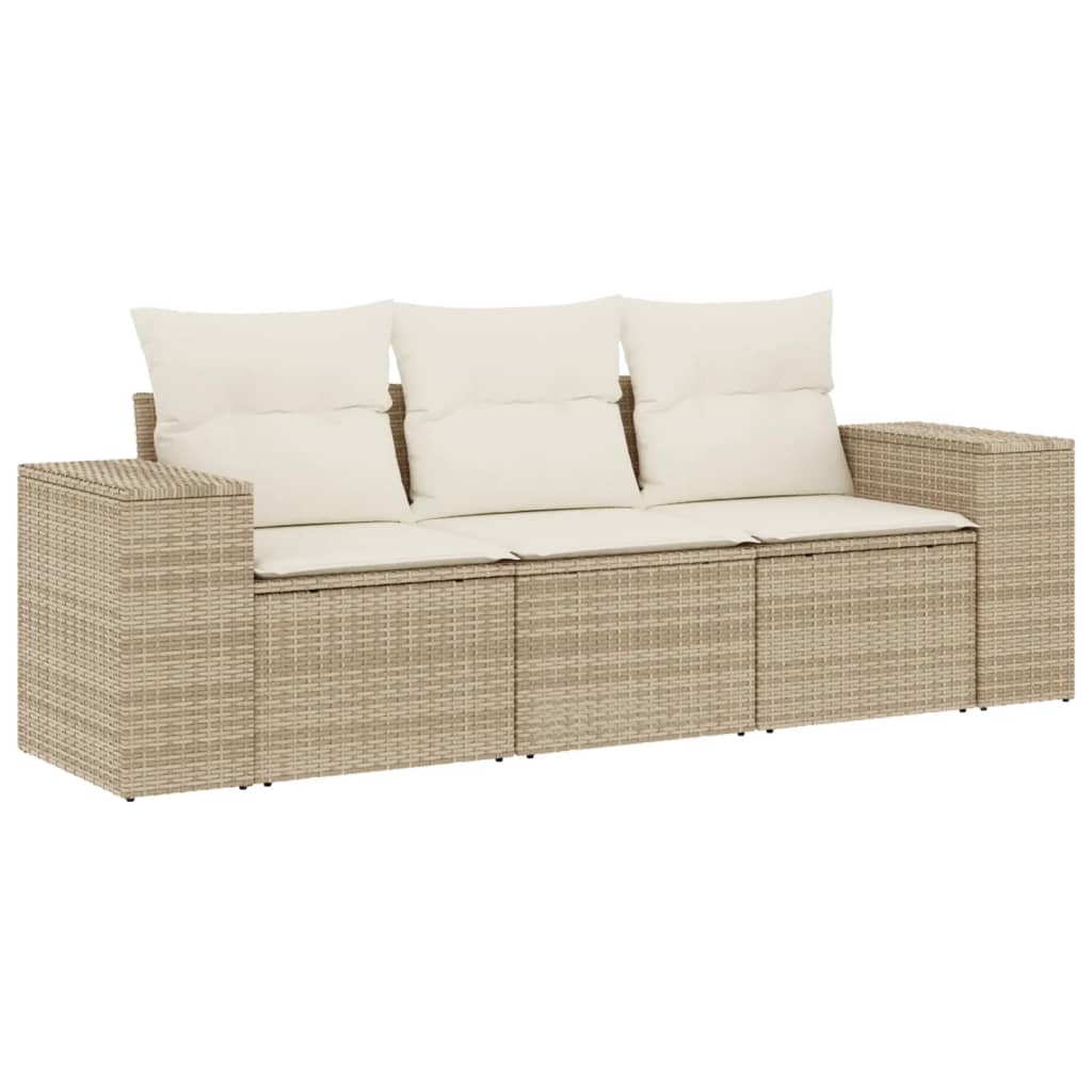 3-delige Loungeset met kussens poly rattan beige is nu te koop bij PeponiXL, paradijselijk wonen!