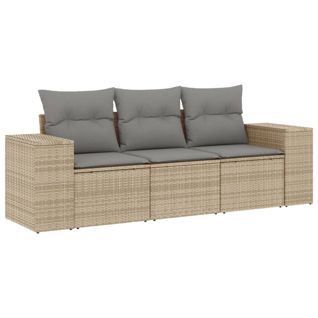 3-delige Loungeset met kussens poly rattan beige is nu te koop bij PeponiXL, paradijselijk wonen!