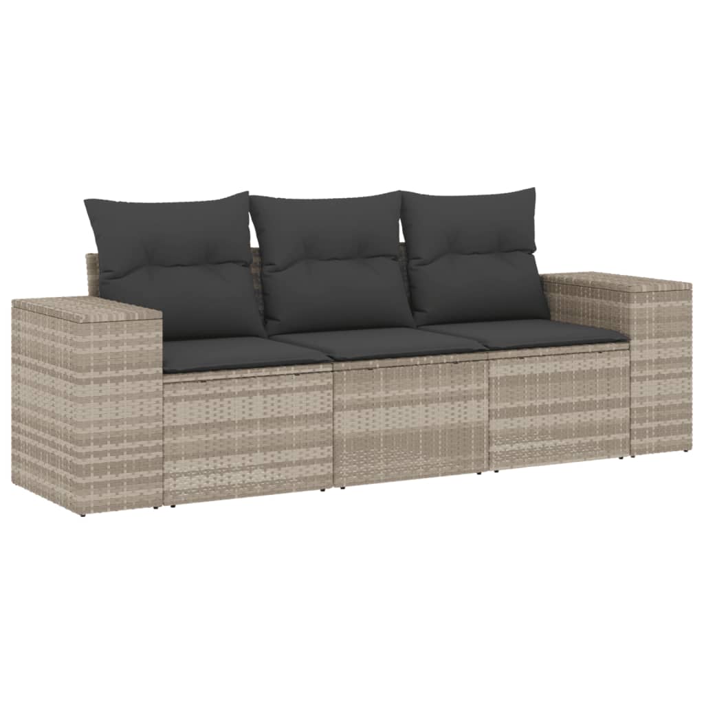 3-delige Loungeset met kussens poly rattan lichtgrijs is nu te koop bij PeponiXL, paradijselijk wonen!