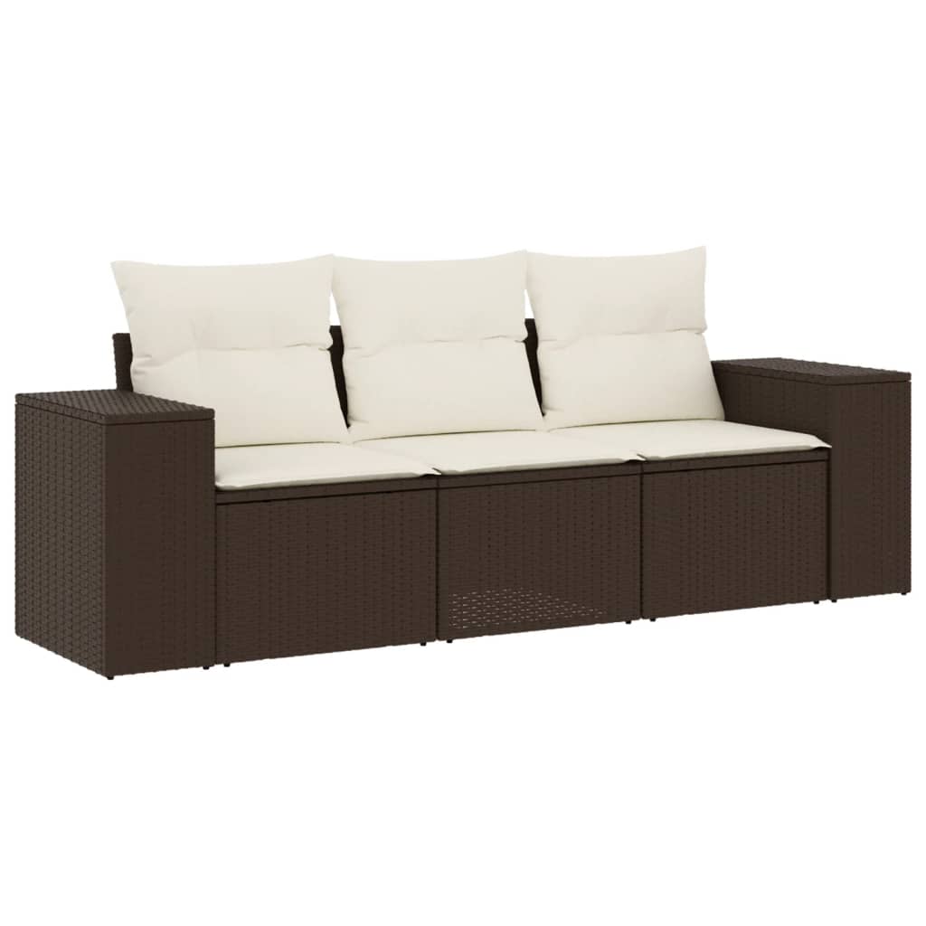 3-delige Loungeset met kussens poly rattan bruin is nu te koop bij PeponiXL, paradijselijk wonen!
