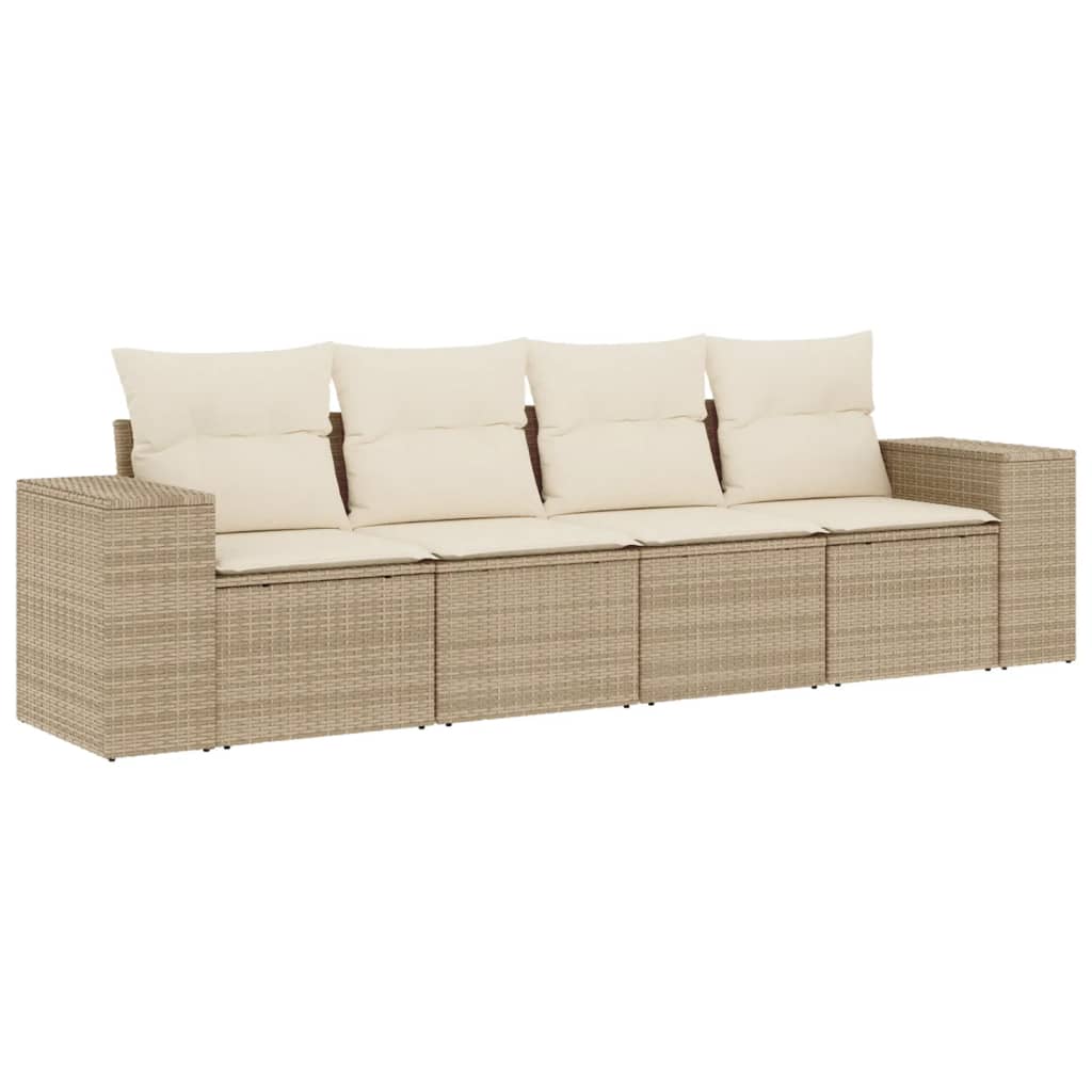 4-delige Loungeset met kussens poly rattan beige is nu te koop bij PeponiXL, paradijselijk wonen!