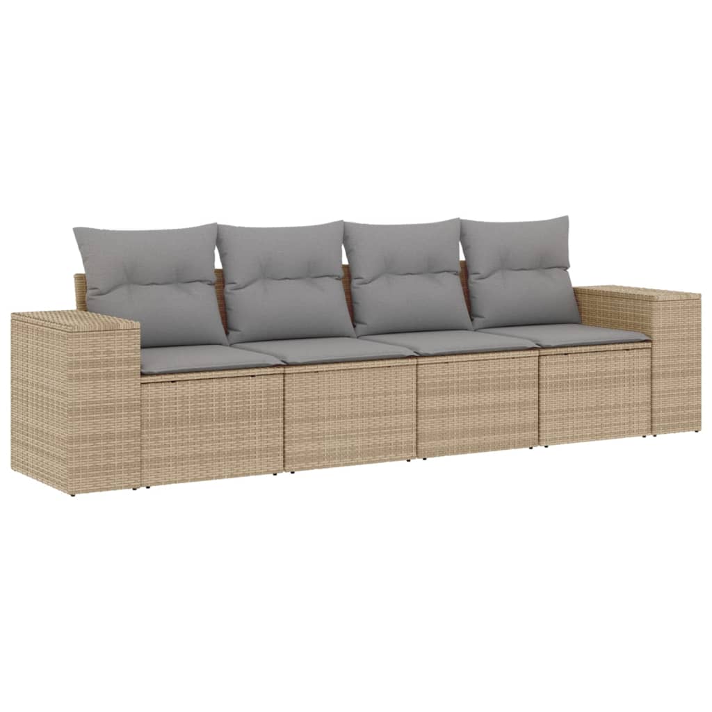 4-delige Loungeset met kussens poly rattan beige is nu te koop bij PeponiXL, paradijselijk wonen!